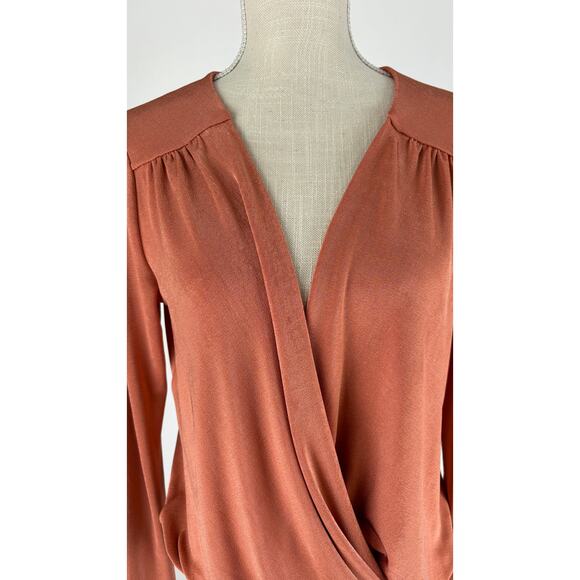 Intimately Free People Long Sleeve Turnt Bodysuit V Neck Size Large Ginger Spice - Picture 7 of 13
